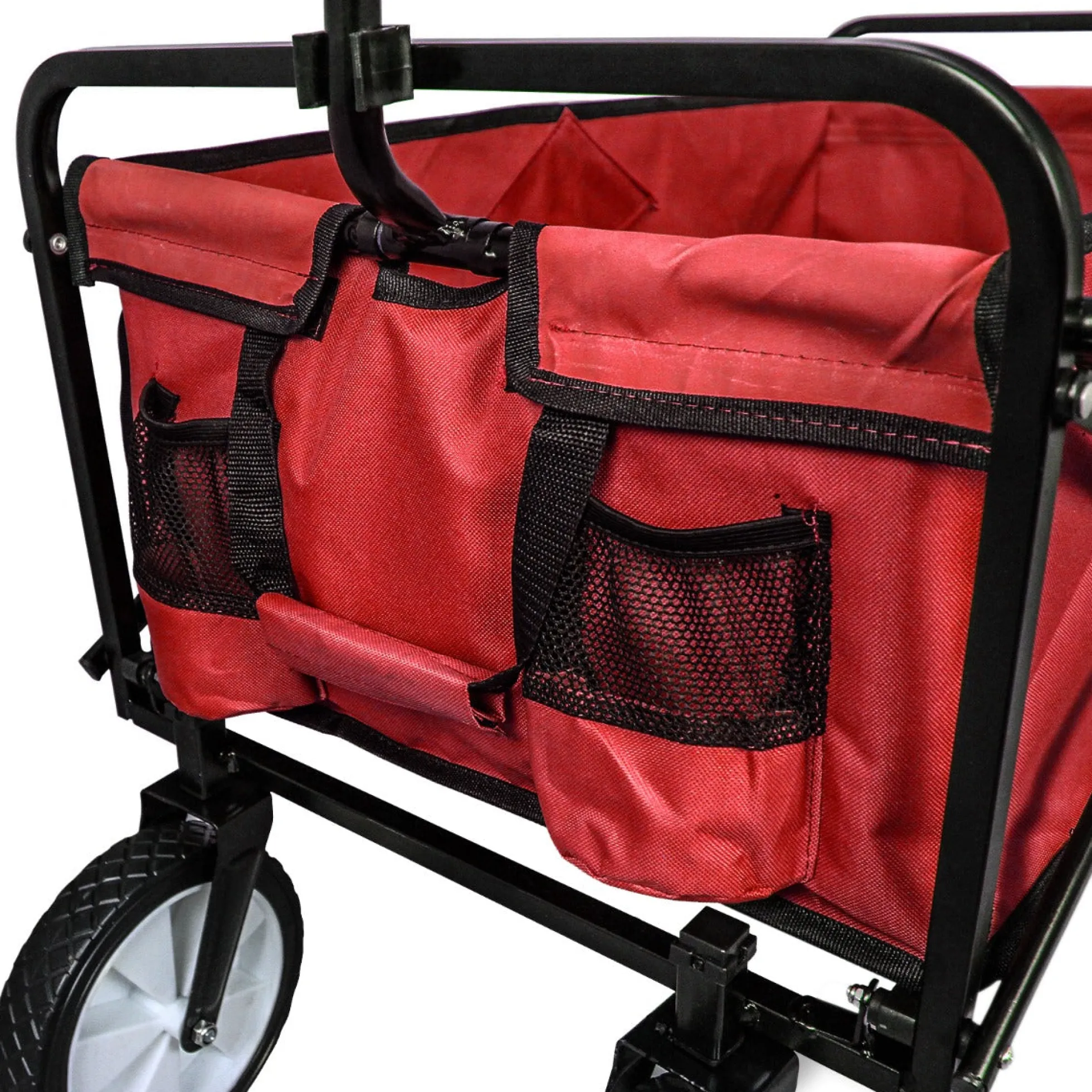 Carretilla De Jardín Plegable Roja Para Jardinería Con Funda Impermeable
