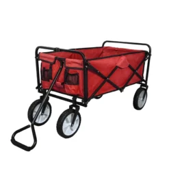 Carretilla De Jardín Plegable Roja Para Jardinería Con Funda Impermeable