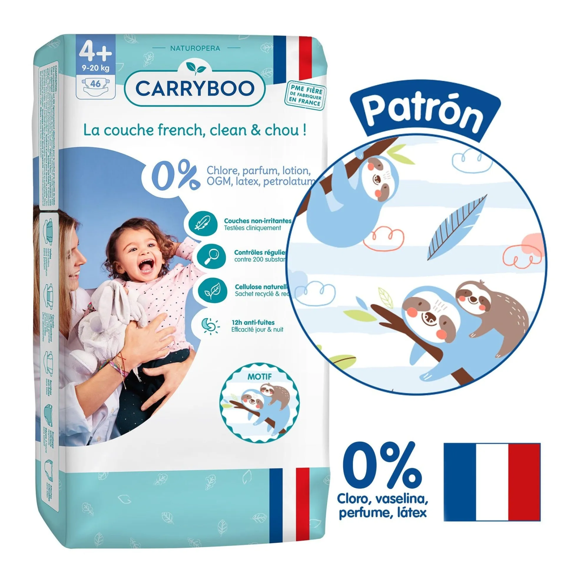 CARRYBOO - Pañales Ecológicos T4+ (9-20kg) - Jumbo 46 pañales