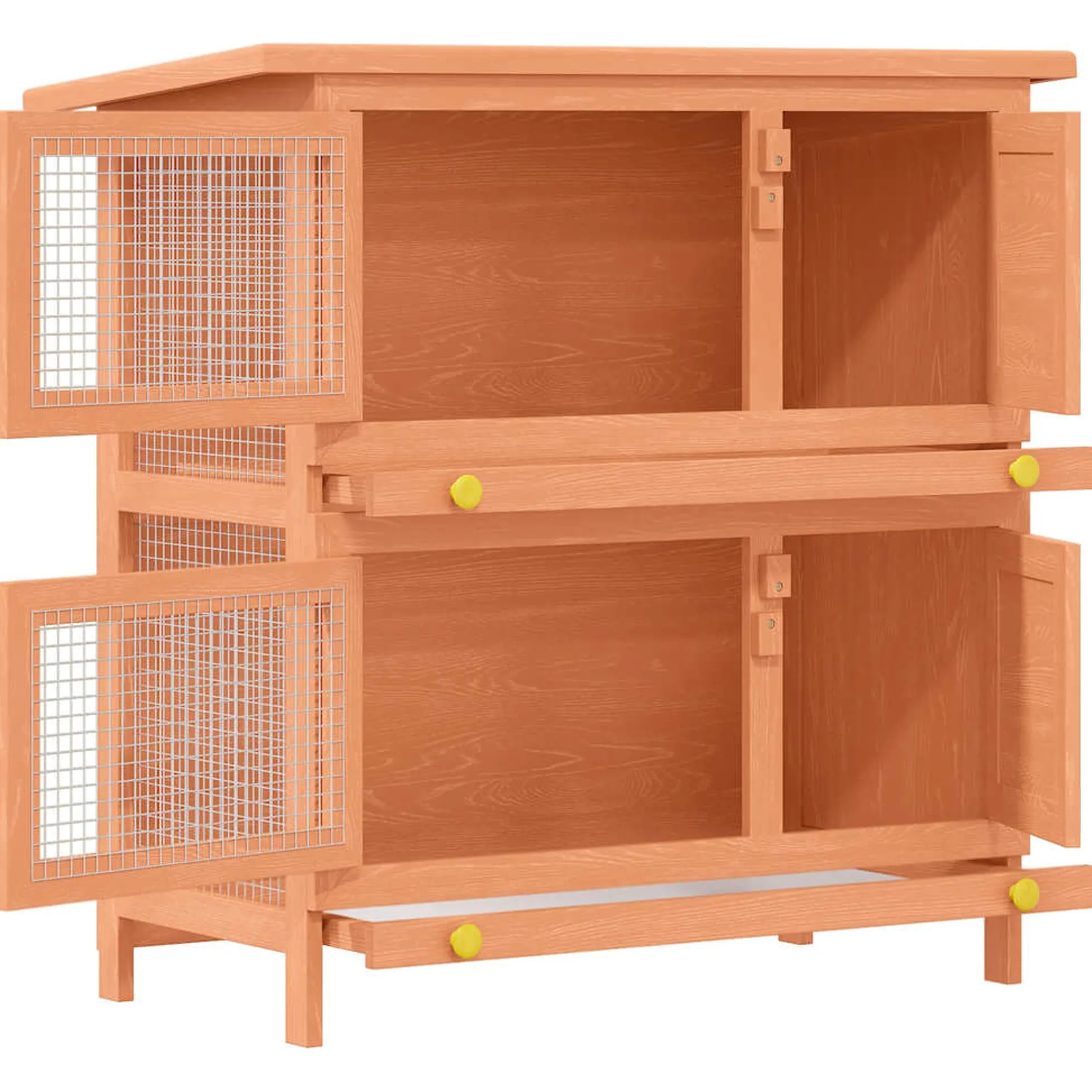 Casa De Animales Pequeños Jaula Conejera 4 Puertas Madera