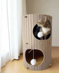 Casa De Fieltro Para Gatos Mediterráneo Refugio Cálido Y Portátil De Fieltro Althea Living 60x40x40cm