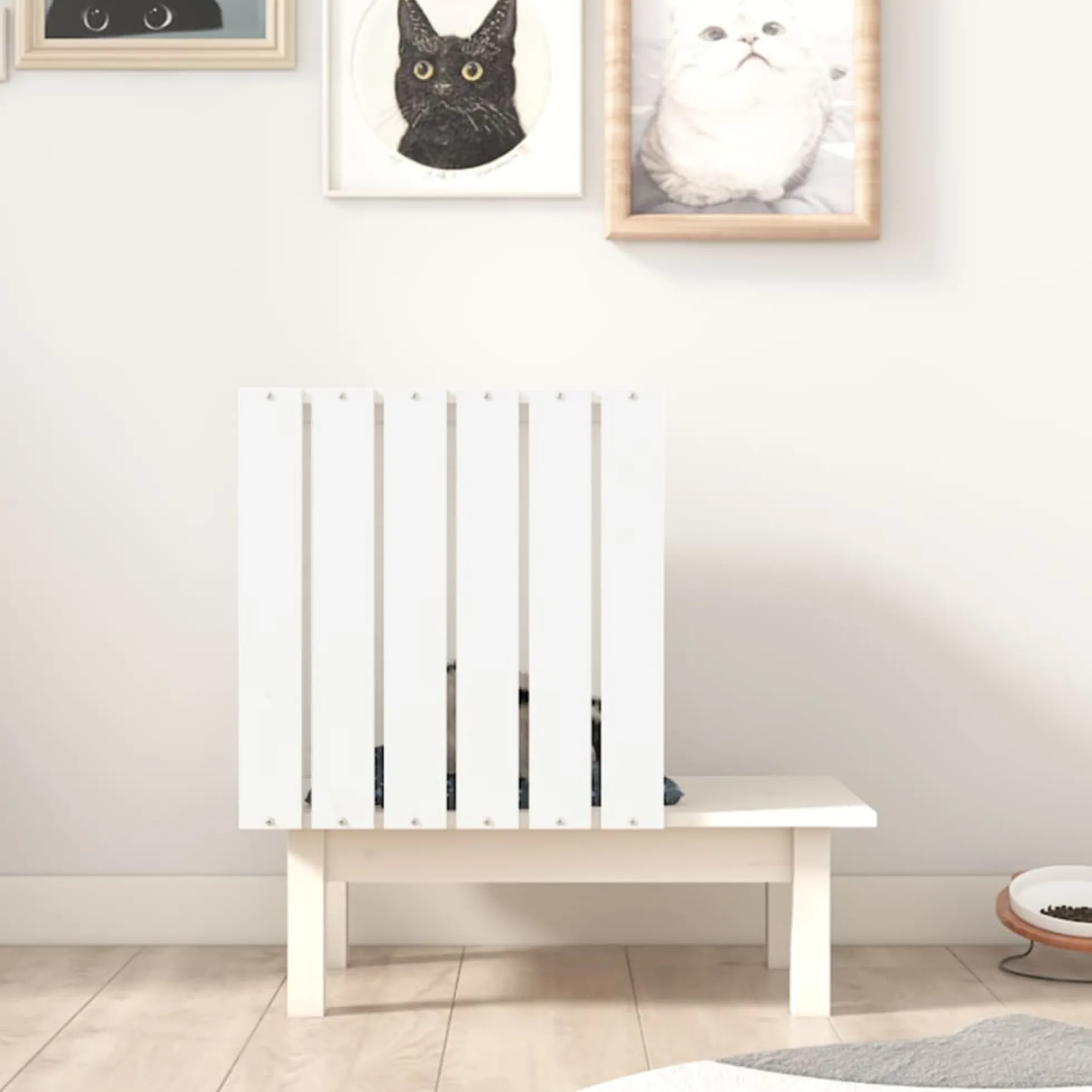 Casa Para Gatos De Madera Maciza De Pino Blanco 60x36x60 Cm