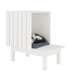 Casa Para Gatos De Madera Maciza De Pino Blanco 60x36x60 Cm