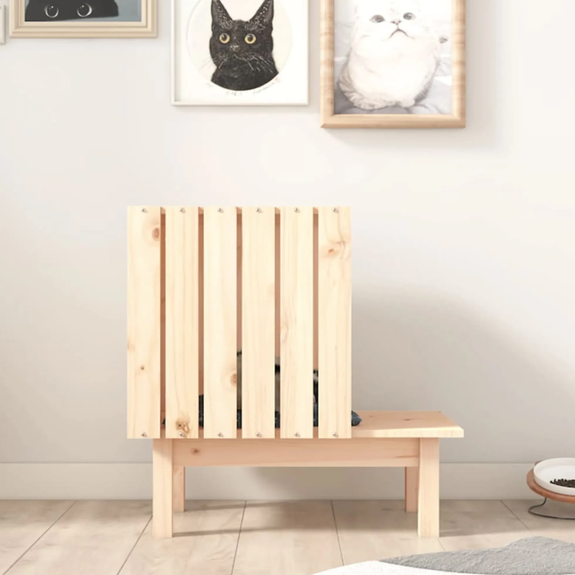 Casa Para Gatos De Madera Maciza De Pino 60x36x60 Cm