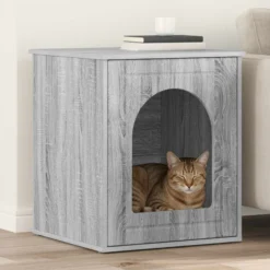 Casa Para Gatos Gris Sonoma 53 X 52 X 62 Cm