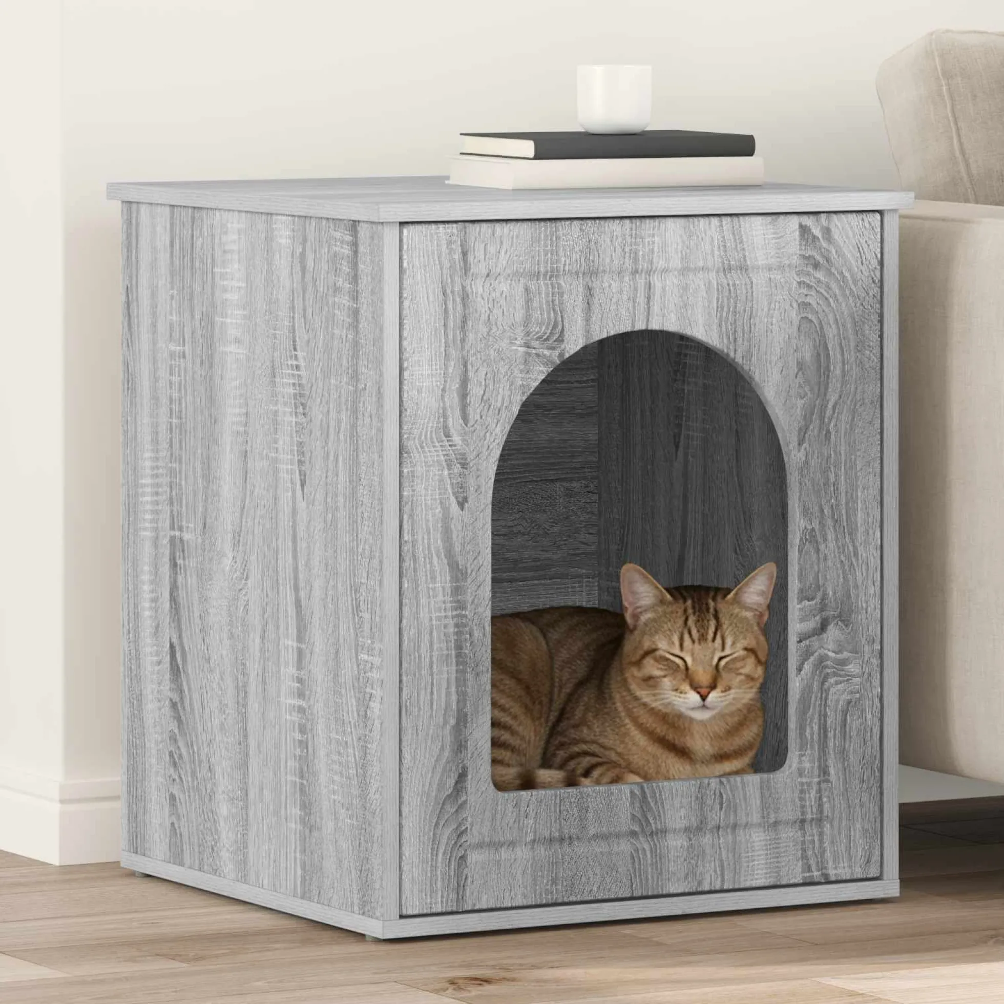 Casa Para Gatos Gris Sonoma 53 X 52 X 62 Cm