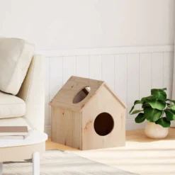 Casa Para Gatos Madera Maciza Pino 41x50x50 Cm