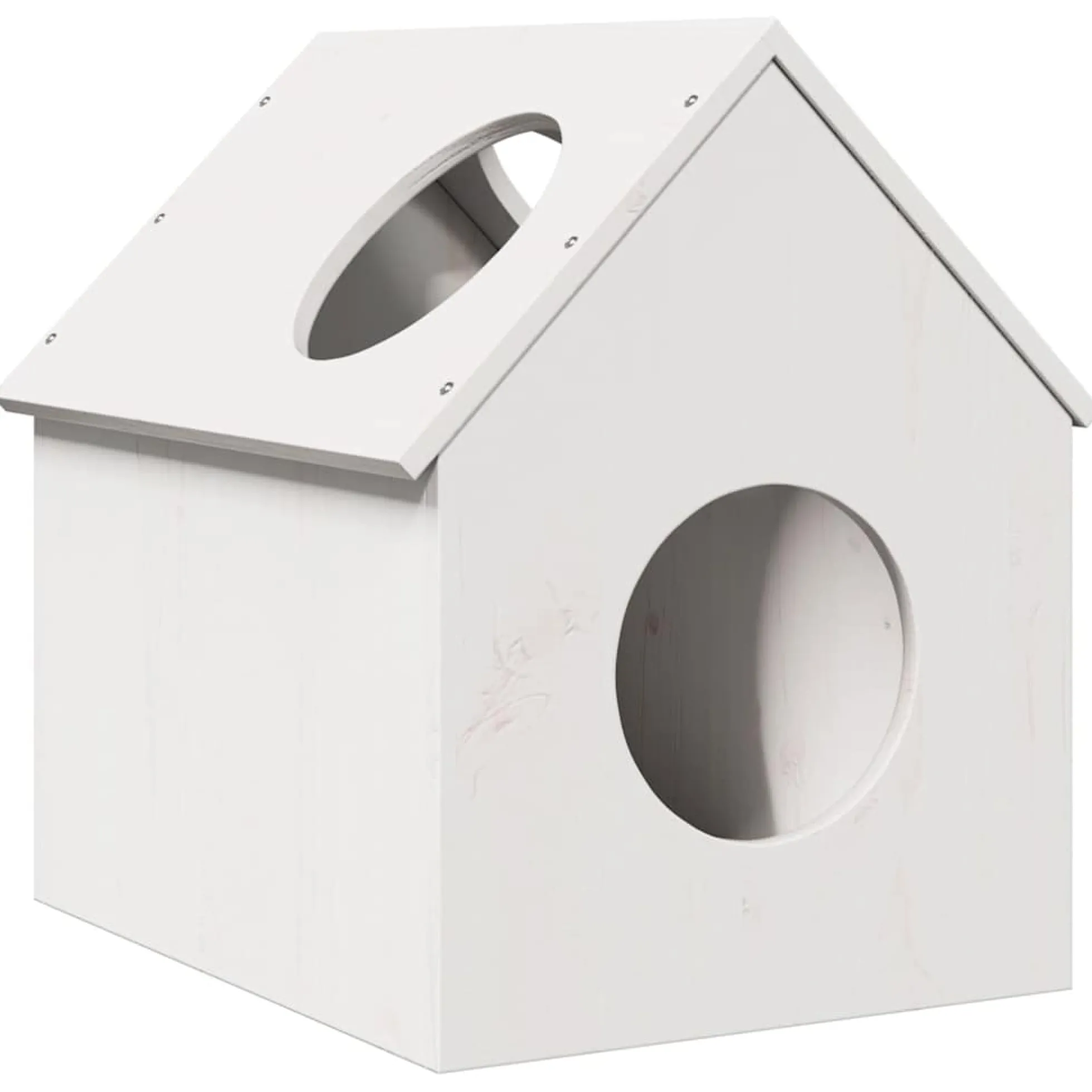 Casa Para Gatos Madera Maciza Pino Blanca 41x50x50 Cm