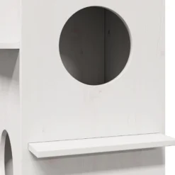 Casa Para Gatos Madera Maciza Pino Blanca 43x43x60 Cm
