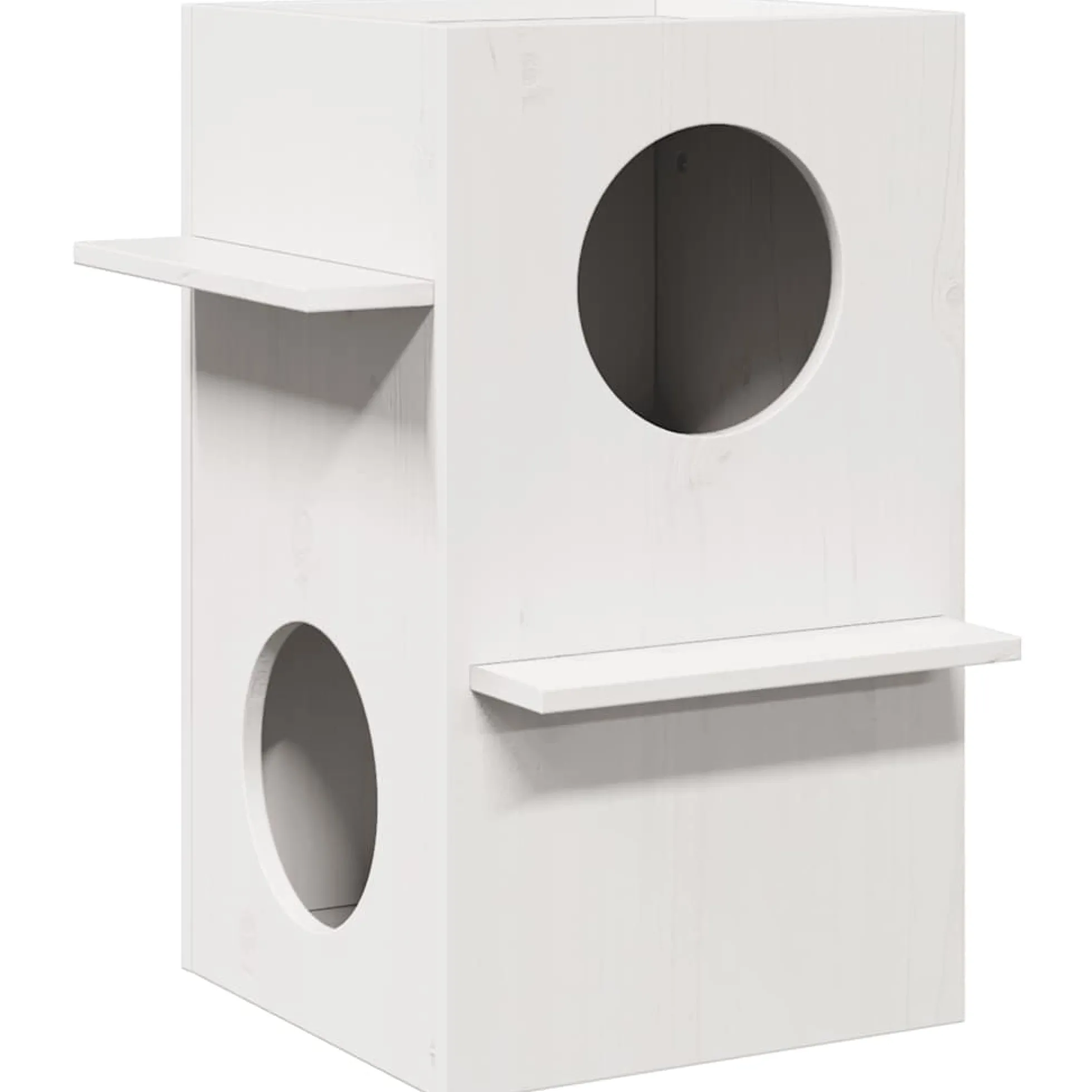 Casa Para Gatos Madera Maciza Pino Blanca 43x43x60 Cm