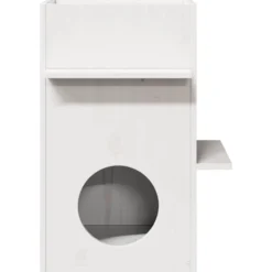 Casa Para Gatos Madera Maciza Pino Blanca 43x43x60 Cm