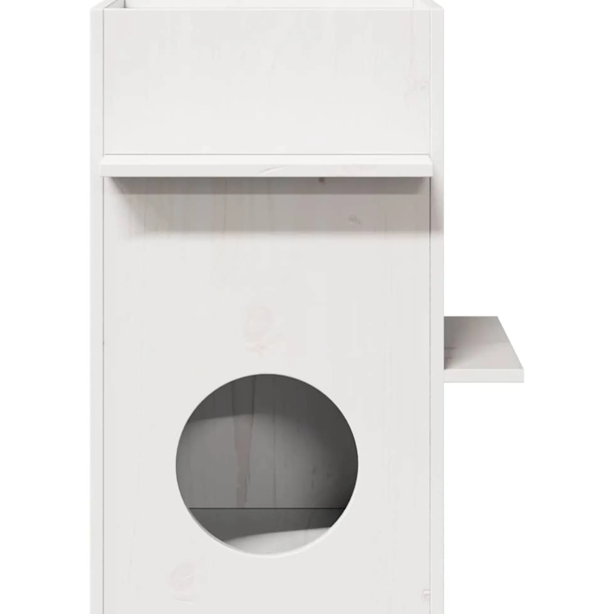 Casa Para Gatos Madera Maciza Pino Blanca 43x43x60 Cm