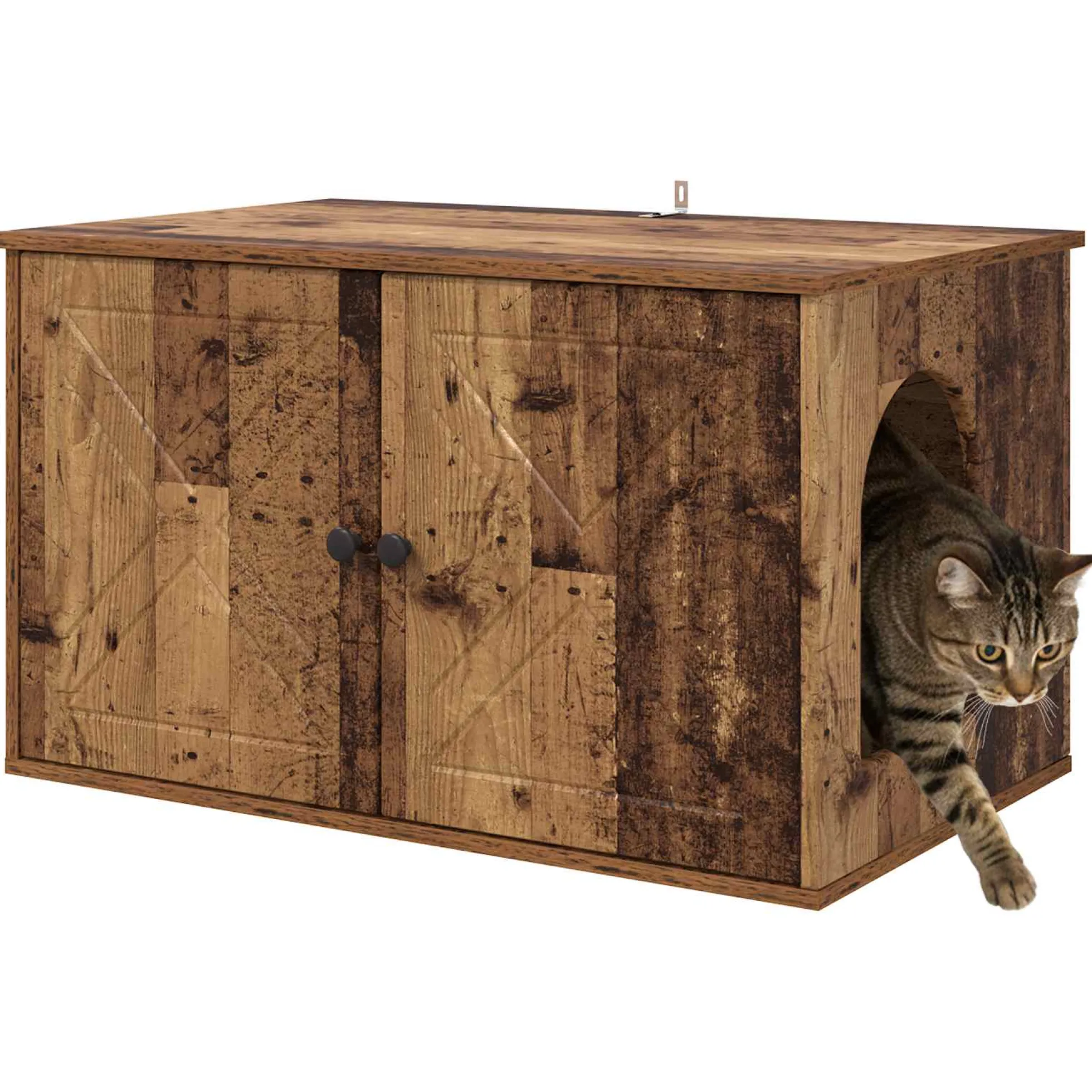 Casa Para Gatos Madera Vieja 85 X 55 X 50 Cm
