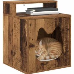 Casa Para Gatos Madera Vieja 42,5 X 40 X 53,5 Cm