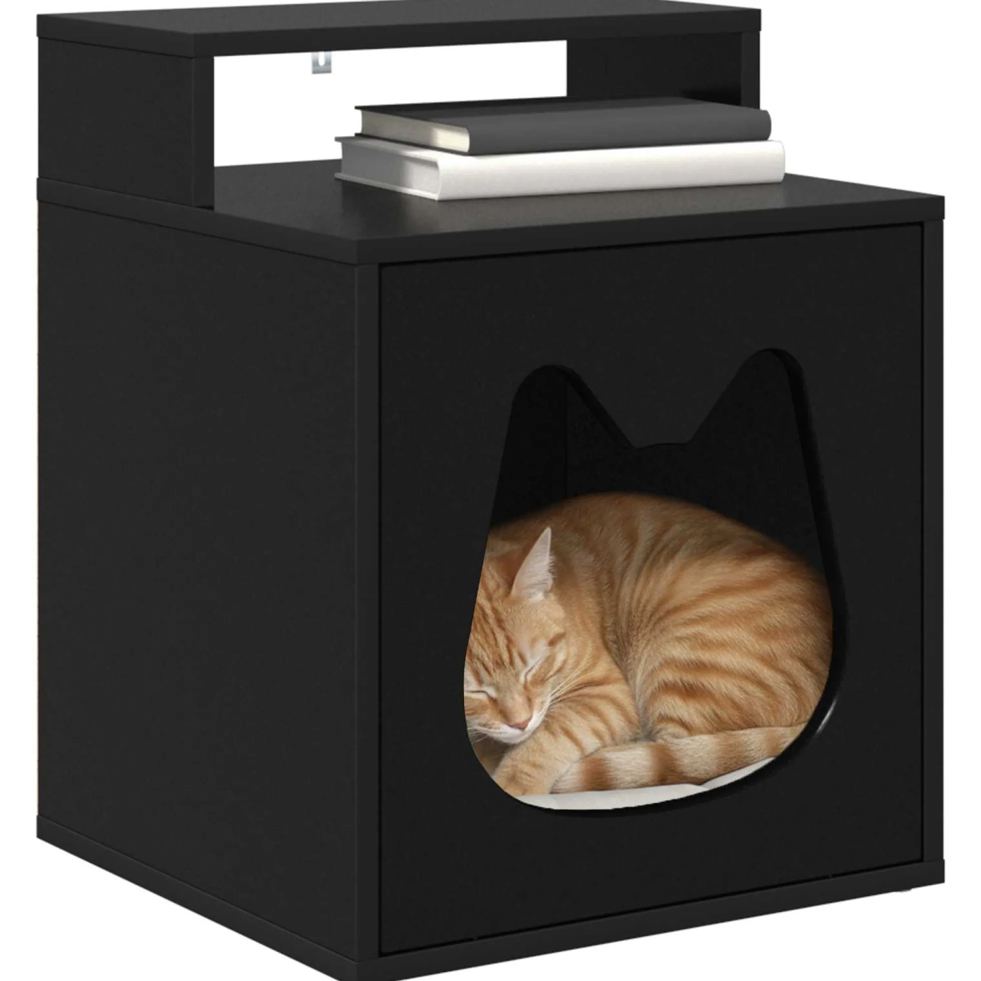 Casa Para Gatos Negro 42,5 X 40 X 53,5 Cm Madera De Ingeniería