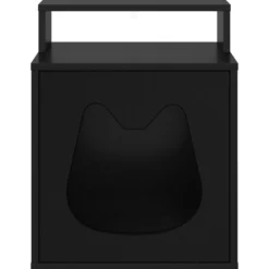 Casa Para Gatos Negro 42,5 X 40 X 53,5 Cm Madera De Ingeniería