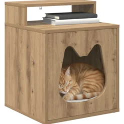 Casa Para Gatos Roble Artesanal 42,5 X 40 X 53,5 Cm