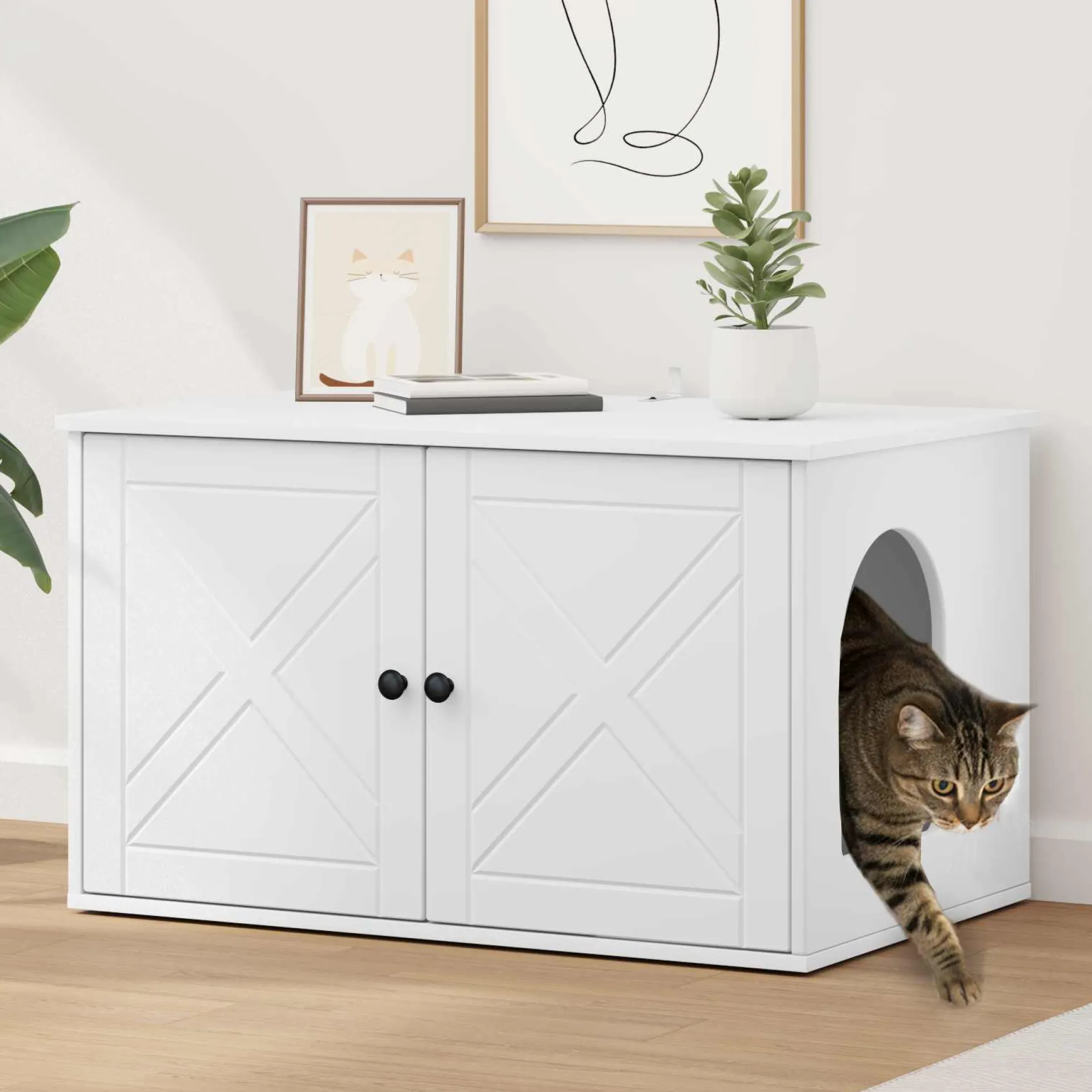 Casa Para Gatos 85 X 55 X 50,5 Cm Madera De Ingeniería