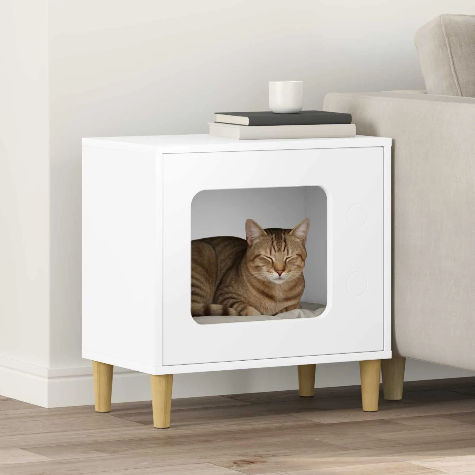 Casa Para Gatos 51 X 30 X 52 Cm Madera De Ingeniería