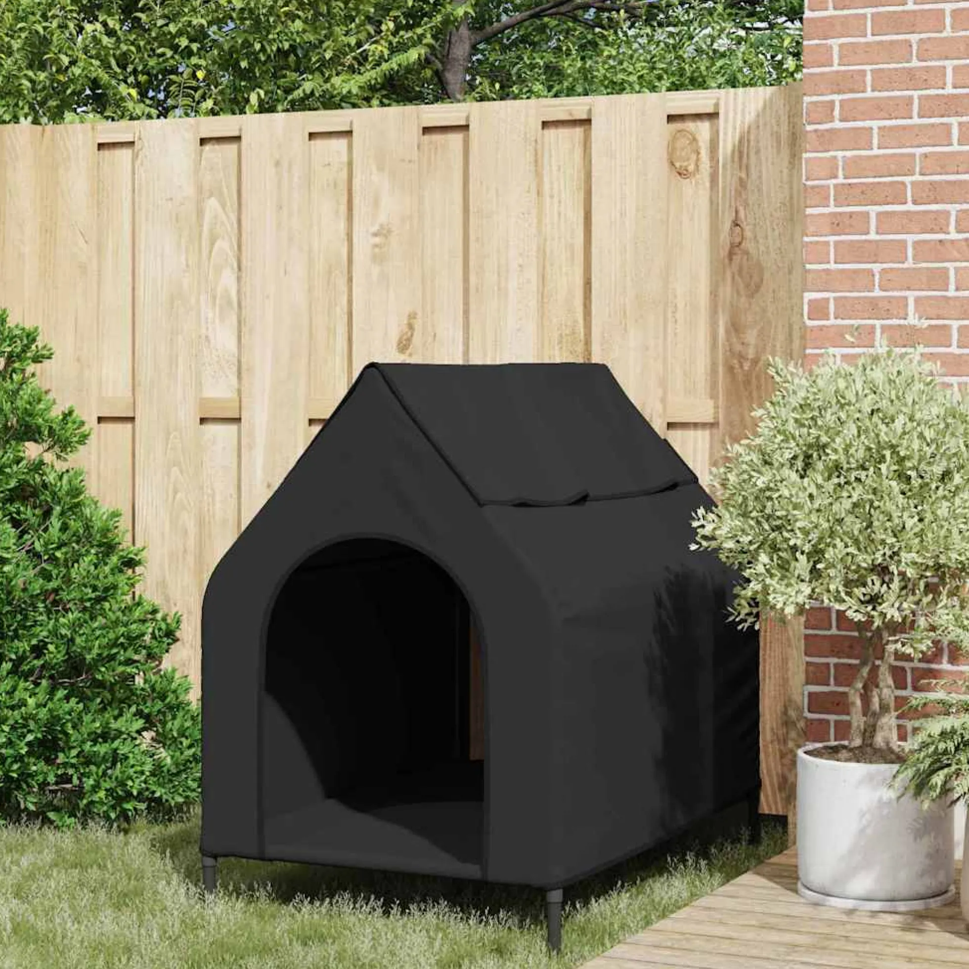 Casa Para Mascotas Manual Negro 110 X 75 X 90 Cm Acero