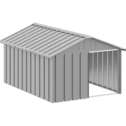 Casa Para Perros Acero Galvanizado Gris 116,5x153x81,5 Cm