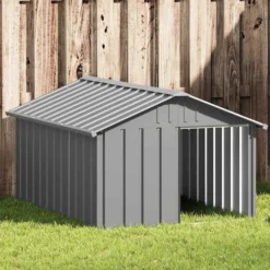 Casa Para Perros Acero Galvanizado Gris 116,5x153x81,5 Cm