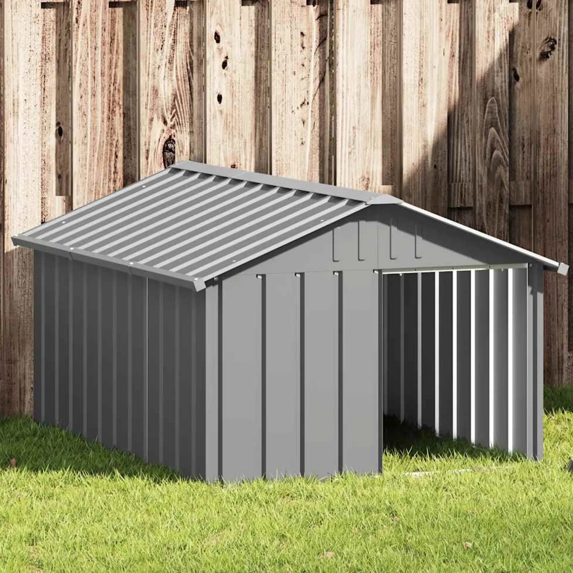 Casa Para Perros Acero Galvanizado Gris 116,5x153x81,5 Cm