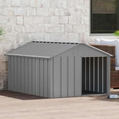 Casa Para Perros Acero Galvanizado Gris 116,5x153x81,5 Cm