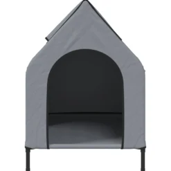 Casa Para Perros Tela Oxford Y Acero Gris Claro