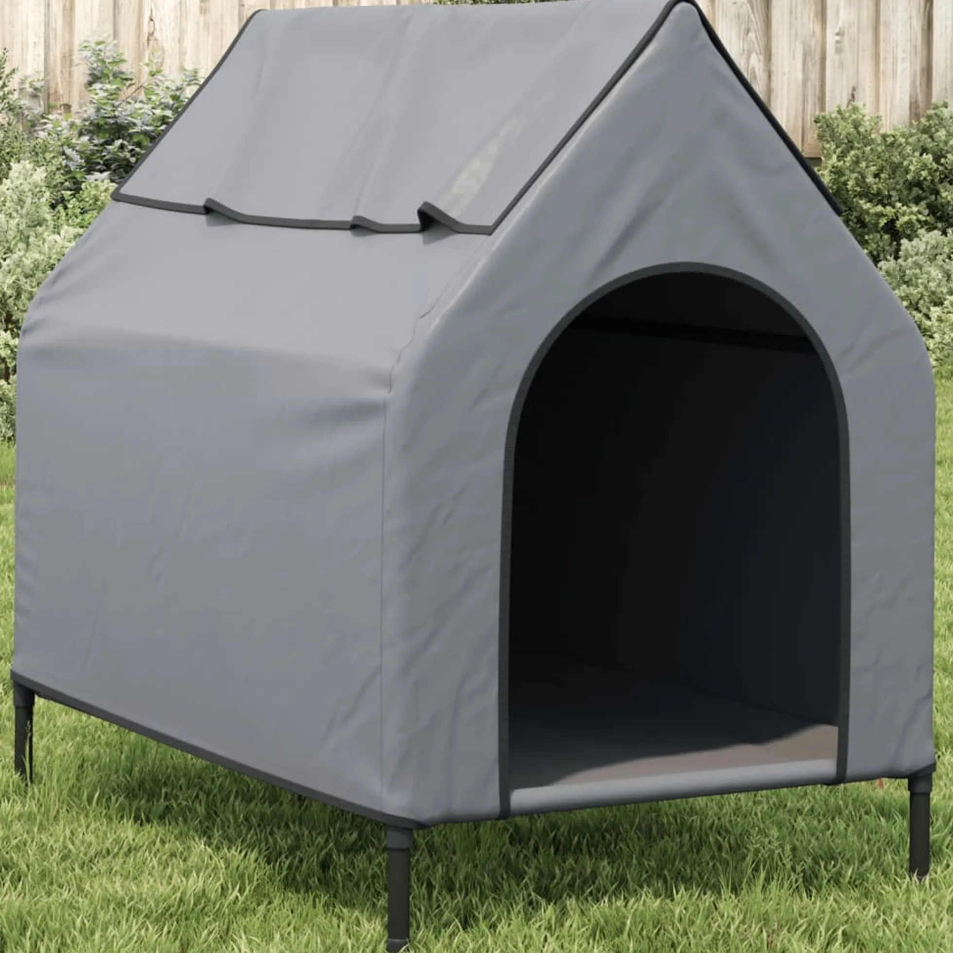 Casa Para Perros Tela Oxford Y Acero Gris Claro