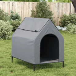 Casa Para Perros Tela Oxford Y Acero Gris Claro