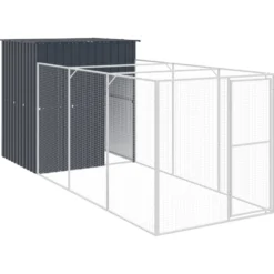 Caseta De Perros Con Corral Acero Galvanizado 165x455x181 Cm