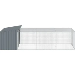 Caseta Para Perro Con Corral Antracita 153x396x110 Cm Acero Galvanizado