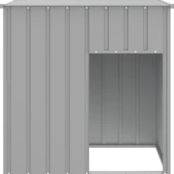 Caseta Para Perro Con Techo, Gris Claro, 110 X 103 X 109 Cm, Acero Galvanizado