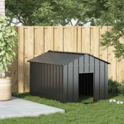 Caseta Para Perros Con Techo Acero Galvanizado 113x153x101 Cm
