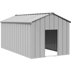 Caseta Para Perros Con Techo Acero Galvanizado 114x202x101 Cm