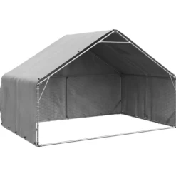 Caseta Para Perros De Exterior Con Cubierta 3x2x1,9 M De Acero Galvanizado