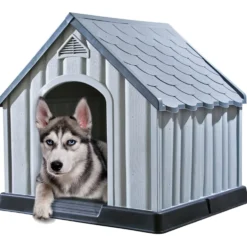 Caseta Para Perros Gris 92x87x91 Cm Plástico