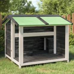 Caseta Para Perros Madera Maciza De Pino Gris 96x87x80,5 Cm
