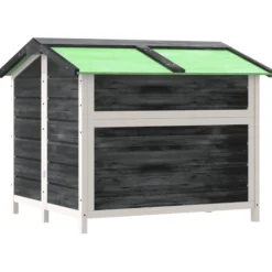 Caseta Para Perros Madera Maciza De Pino Gris 96x87x80,5 Cm