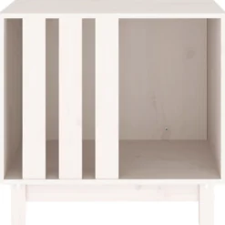Caseta Para Perros Madera Maciza De Pino Blanco 60x45x57 Cm