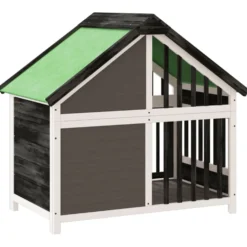 Caseta Para Perros Madera Maciza De Pino Gris 96x60,5x87 Cm