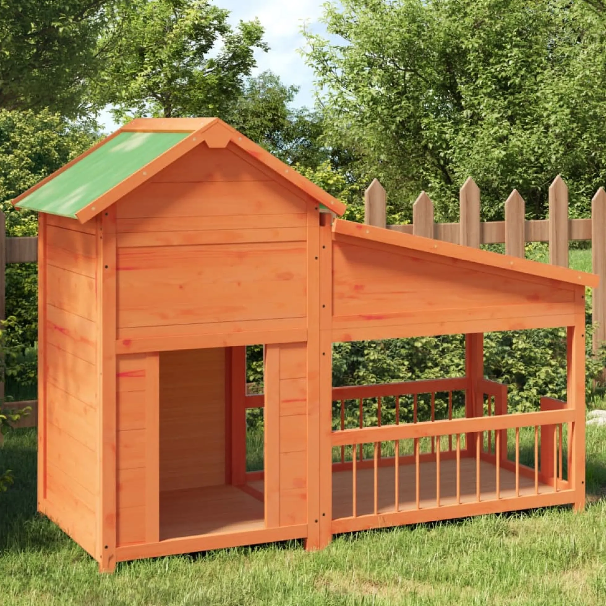 Caseta Para Perros Madera Maciza De Pino Marrón 143x60,5x109 Cm