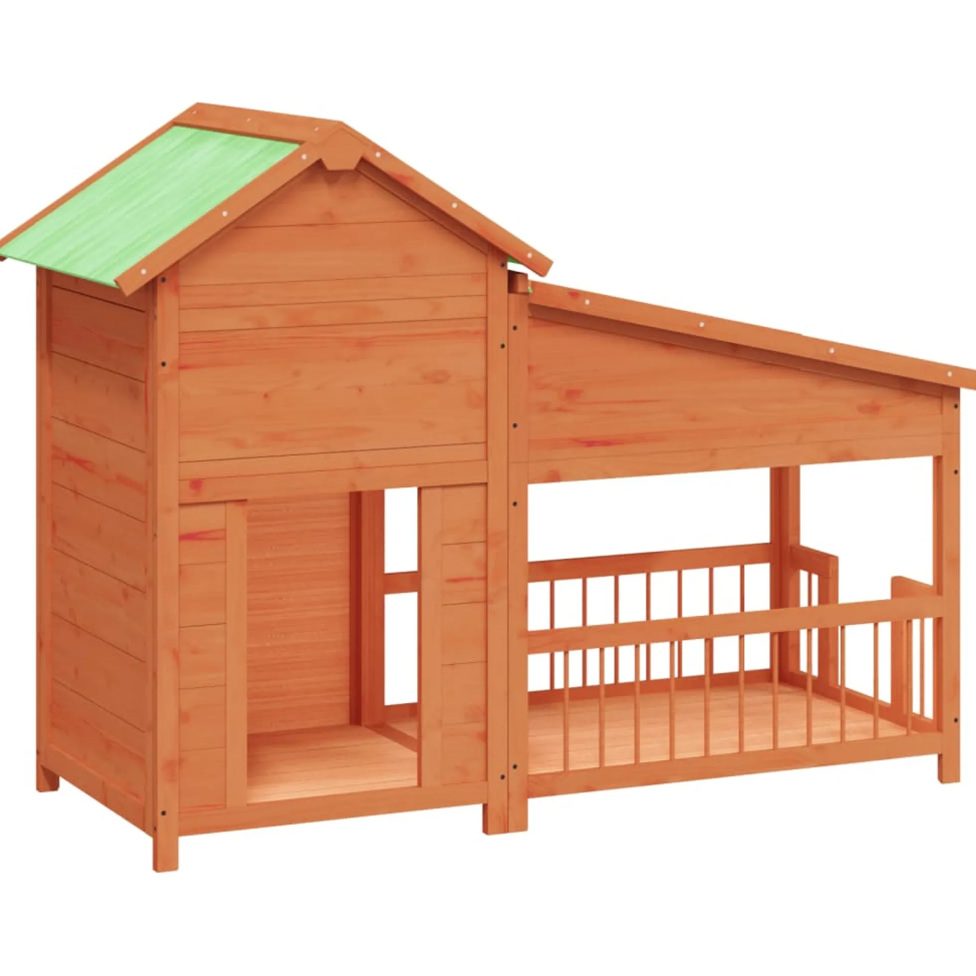 Caseta Para Perros Madera Maciza De Pino Marrón 143x60,5x109 Cm