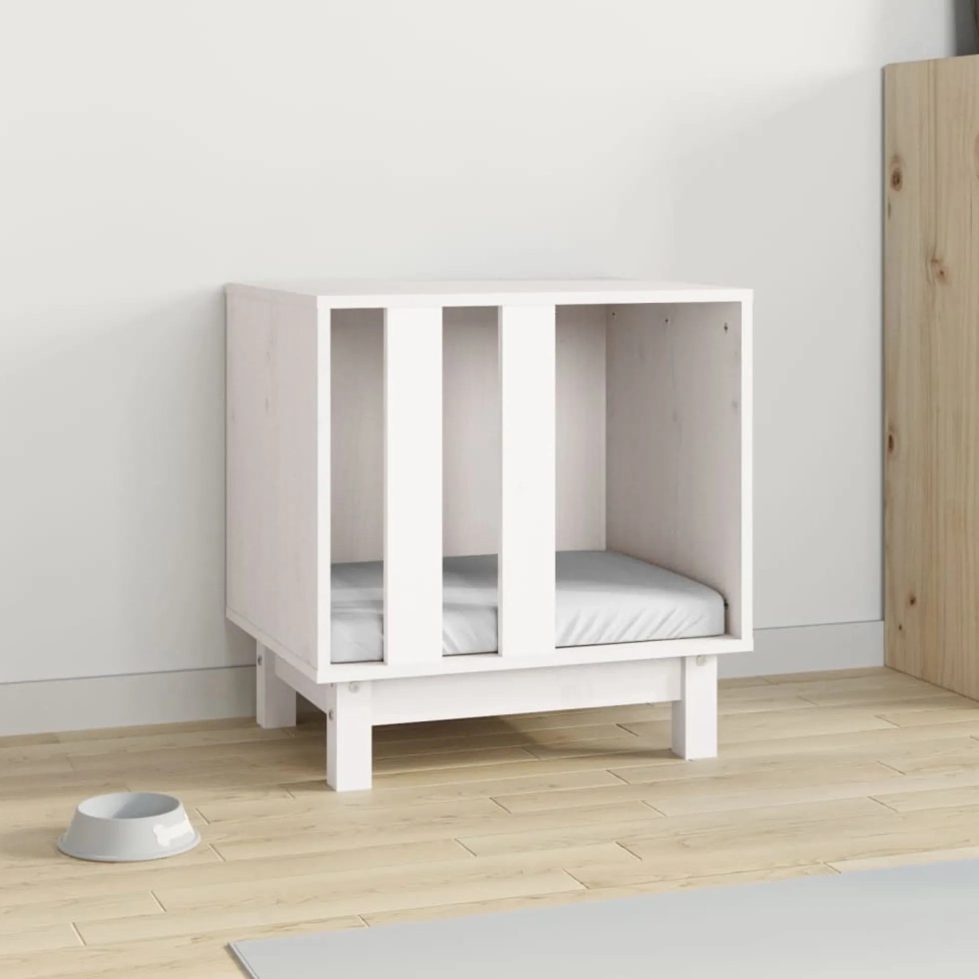 Caseta Para Perros Madera Maciza De Pino Blanco 50x40x52 Cm