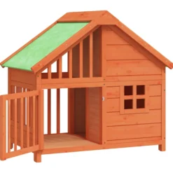 Caseta Para Perros Madera Maciza De Pino Marrón 96x60,5x87 Cm