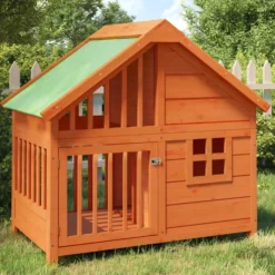 Caseta Para Perros Madera Maciza De Pino Marrón 96x60,5x87 Cm