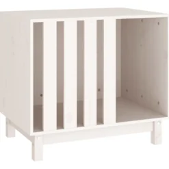 Caseta Para Perros Madera Maciza De Pino Blanco 70x50x62 Cm