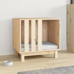 Caseta Para Perros Madera Maciza De Pino 60x45x57 Cm