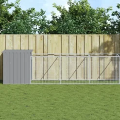 Caseta Perro Corral Acero Galvanizado Gris Claro 110x1221x110cm